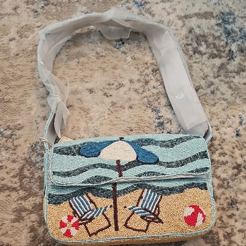 Beach Scene Beaded Women's Bag